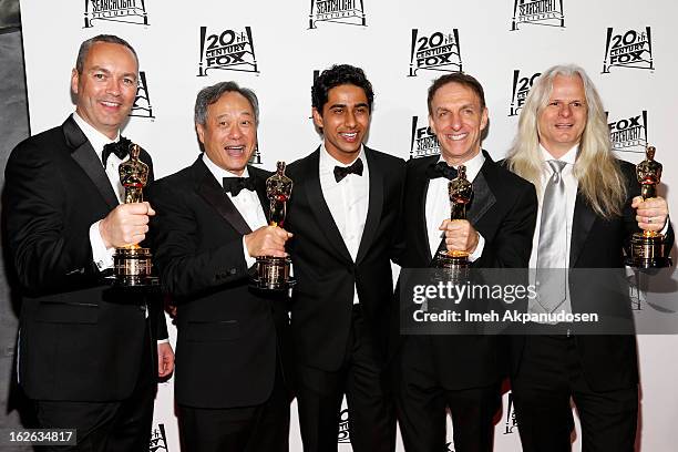 Animation director Erik-Jan De Boer, director Ang Lee, actor Suraj Sharma, composer Mychael Danna, and cinematographer Claudio Miranda attend the...