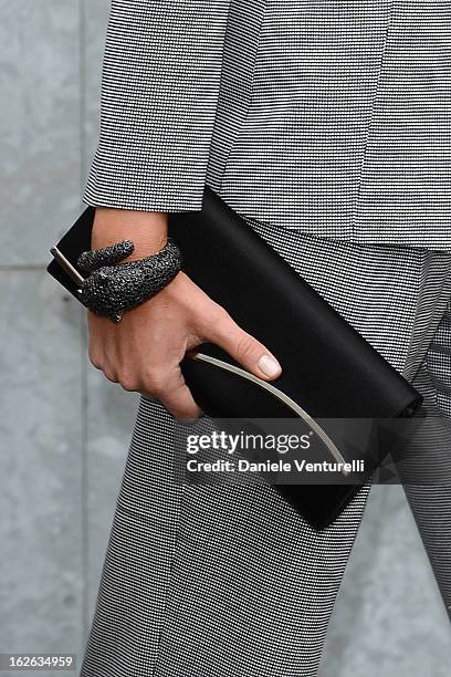 Tatiana Blatnik attends the Giorgio Armani fashion show during Milan Fashion Week Womenswear Fall/Winter 2013/14 on February 25, 2013 in Milan, Italy.