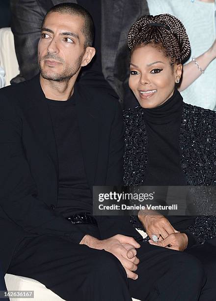 Wissam al Mana and Janet Jackson attend the Giorgio Armani fashion show during Milan Fashion Week Womenswear Fall/Winter 2013/14 on February 25, 2013...