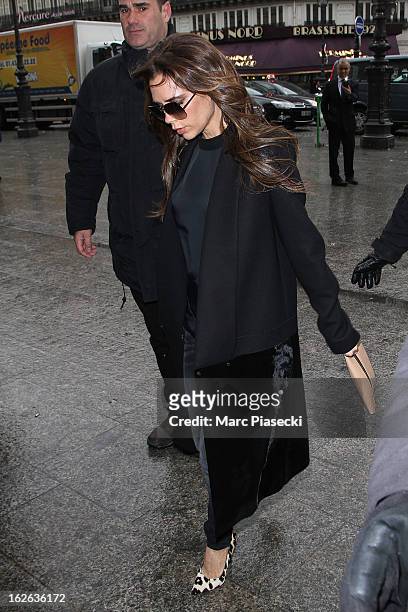 Victoria Beckham is sighted at 'Gare du Nord' station on February 25, 2013 in Paris, France.