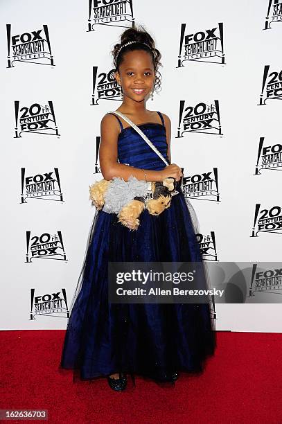 Actress Quvenzhane Wallis attends the 20th Century FOX and FOX Searchlight Academy Award Nominees Party at Lure on February 24, 2013 in Hollywood,...