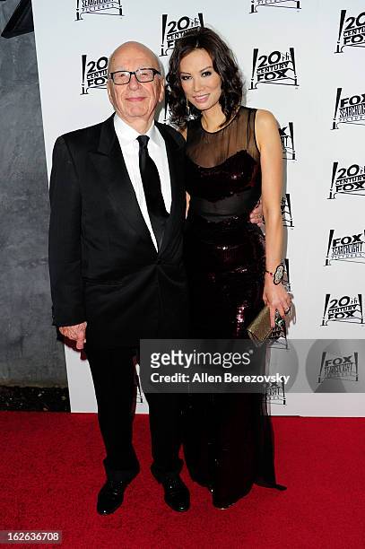 Media mogul Rupert Murdoch and his wife Wendi Deng Murdoch attend the 20th Century FOX and FOX Searchlight Academy Award Nominees Party at Lure on...