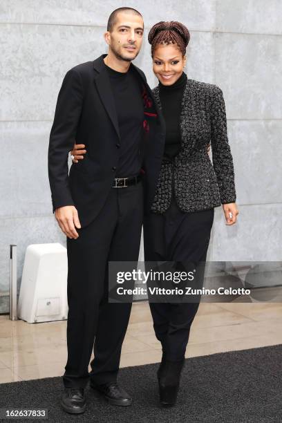 Wissam al Mana and Janet Jackson attend the Giorgio Armani fashion show during Milan Fashion Week Womenswear Fall/Winter 2013/14 on February 25, 2013...