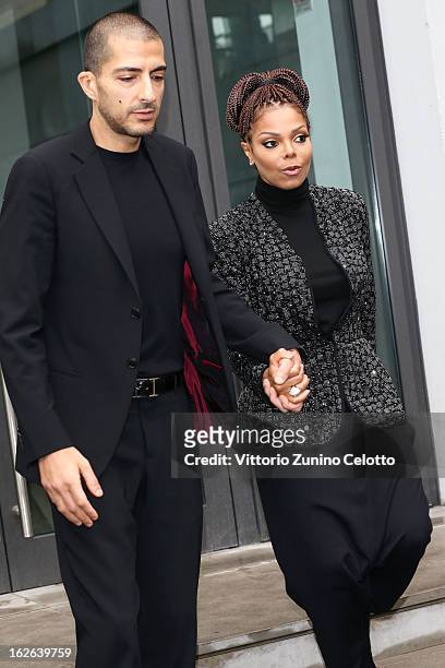 Wissam al Mana and Janet Jackson attend the Giorgio Armani fashion show as part of Milan Fashion Week Womenswear Fall/Winter 2013/14 on February 25,...