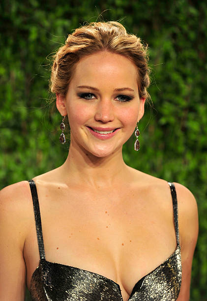 Actress Jennifer Lawrence arrives at the 2013 Vanity Fair Oscar Party at Sunset Tower on February 24, 2013 in West Hollywood, California.
