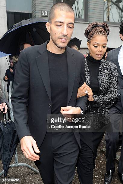 Wissam al Mana and Janet Jackson arrive at the Giorgio Armani fashion show as part of Milan Fashion Week Womenswear Fall/Winter 2013/14 on February...