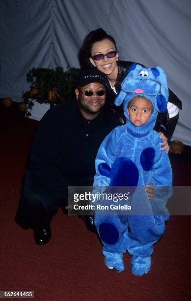 Producer Jimmy Jam, wife Lisa Padilla and son attend Sixth Annual Dream Halloween Benefit on October 30, 1999 at the Barker Hanger at Santa Monica...