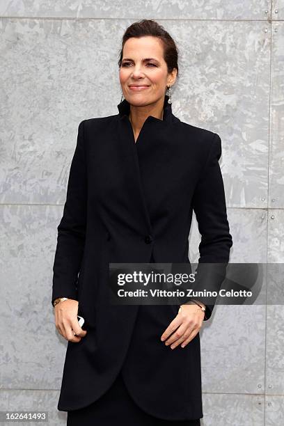 Roberta Armani attends the Giorgio Armani fashion show as part of Milan Fashion Week Womenswear Fall/Winter 2013/14 on February 25, 2014 in Milan,...