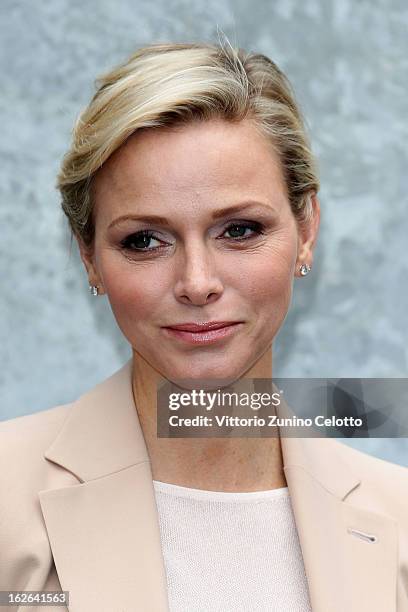 Princess Charlene of Monaco attends the Giorgio Armani fashion show as part of Milan Fashion Week Womenswear Fall/Winter 2013/14 on February 25, 2014...