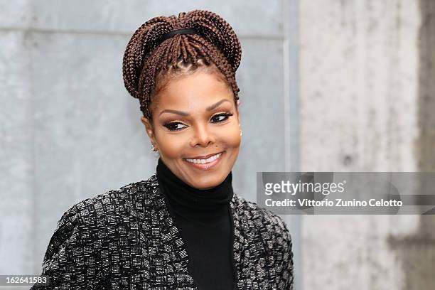 Janet Jackson attends the Giorgio Armani fashion show as part of Milan Fashion Week Womenswear Fall/Winter 2013/14 on February 25, 2014 in Milan,...