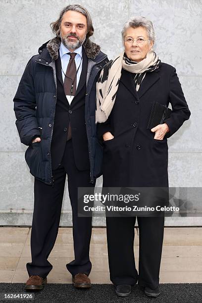 Andrea Camerana and Rosanna Armani attend the Giorgio Armani fashion show as part of Milan Fashion Week Womenswear Fall/Winter 2013/14 on February...