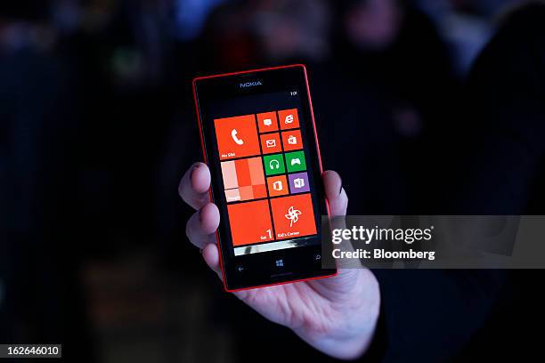 Nokia Lumia 520 smartphone is displayed for a photograph at the Mobile World Congress in Barcelona, Spain, on Monday, Feb. 25, 2013. The Mobile World...