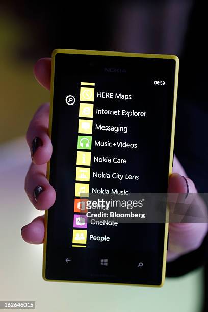 Nokia Lumia 720 smartphone is displayed for a photograph at the Mobile World Congress in Barcelona, Spain, on Monday, Feb. 25, 2013. The Mobile World...