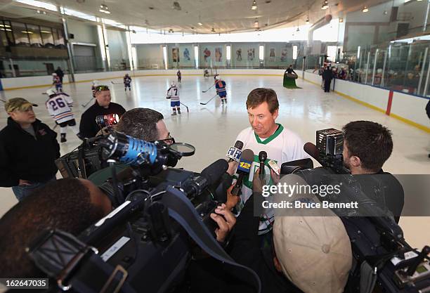 Hockey Hall of Famer Wayne Gretzky makes an appearance at the Abe Stark Arena on February 25, 2013 in New York City. The event was organized by TD...