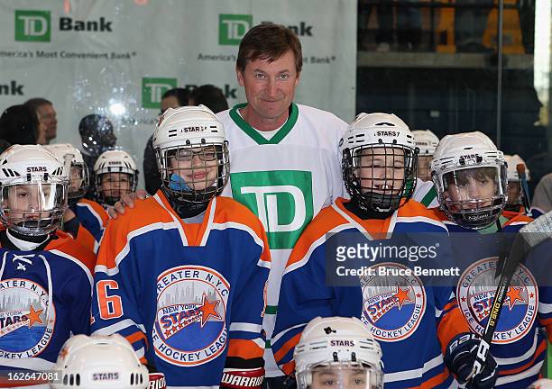Hockey Hall of Famer Wayne Gretzky makes an appearance at the Abe Stark Arena on February 25, 2013 in New York City. The event was organized by TD...