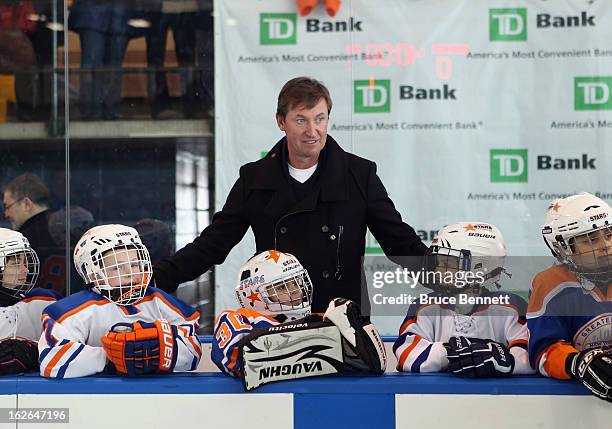 Hockey Hall of Famer Wayne Gretzky makes an appearance at the Abe Stark Arena on February 25, 2013 in New York City. The event was organized by TD...