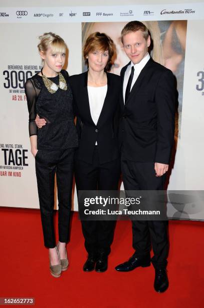 Antonia Campbell-Hughes, director Sherry Hormann and Thure Lindhardt attend the '3096 Tage' World Premiere at Cineplexx Wienerberg on February 25,...