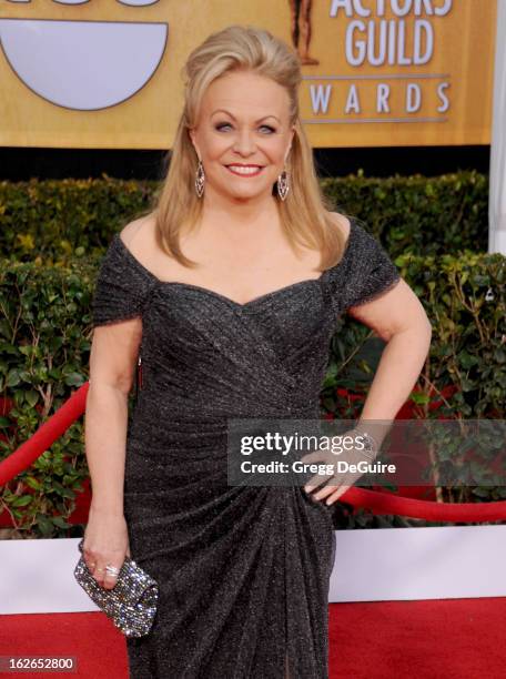 Actress Jacki Weaver arrives at the 19th Annual Screen Actors Guild Awards at The Shrine Auditorium on January 27, 2013 in Los Angeles, California.