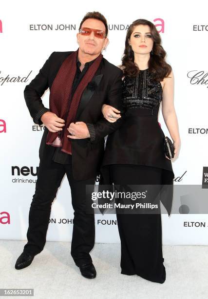 Bono and Eve Hewson arrive at the 21st Annual Elton John AIDS Foundation Academy Awards Viewing Party at Pacific Design Center on February 24, 2013...