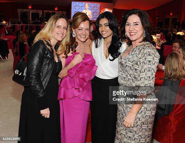 Caroline Scheufele, Prerna Balani and Raffaella Rossiello attend Chopard At 21st Annual Elton John AIDS Foundation Academy Awards Viewing Party at...