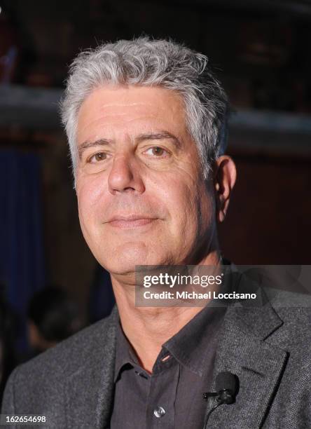 Chef Anthony Bourdain attends the press conference announcing the Inaugural World Street Food Congress 2013 at Spice Market on February 25, 2013 in...