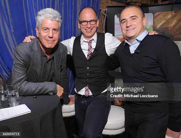 Personality/Chef Anthony Bourdain, Saveur magazine editor-in-chief James Oseland, and Spice Market Owner/Chef Jean-Georges Vongerichten attend the...