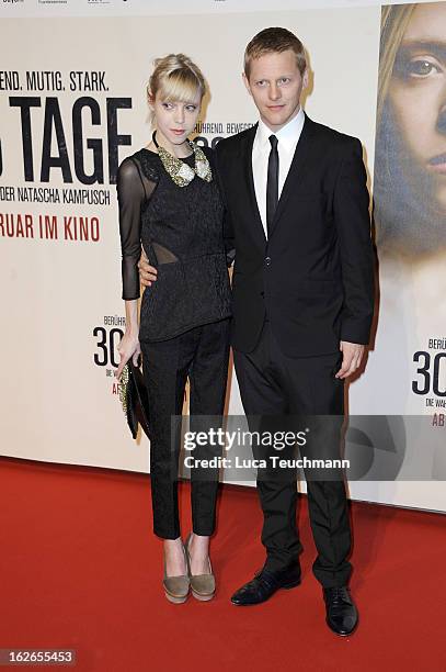 Antonia Campbell-Hughes and Thure Lindhardt attend the '3096 Tage' World Premiere at Cineplexx Wienerberg on February 25, 2013 in Vienna, Austria.