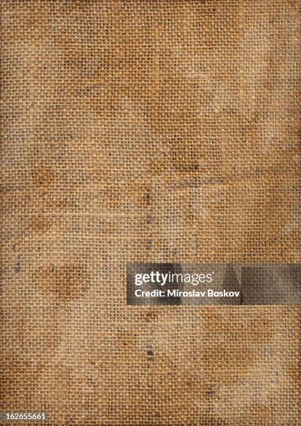 hi-res old burlap canvas crumpled stained dappled vignette grunge texture - burlap sack stock pictures, royalty-free photos & images