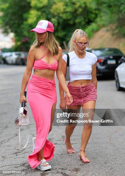 Scheana Shay and Cortney van Olphen attend the Valley Brat Summer Pool Party at a private residence on August 19, 2023 in Los Angeles, California.