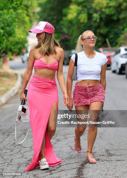 Scheana Shay and Cortney van Olphen attend the Valley Brat Summer Pool Party at a private residence on August 19, 2023 in Los Angeles, California.