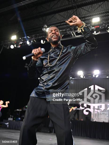 Singer Keith Sweat performs onstage during 2023 Atlanta Funk Fest at Wolf Creek Amphitheater on August 19, 2023 in Atlanta, Georgia.