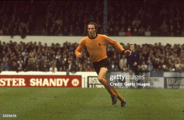 Derek Dougan of Wolverhampton Wanderers running up the pitch during a league match. Derek Dougan of Wolverhampton Wanderers running up the pitch during a league match.