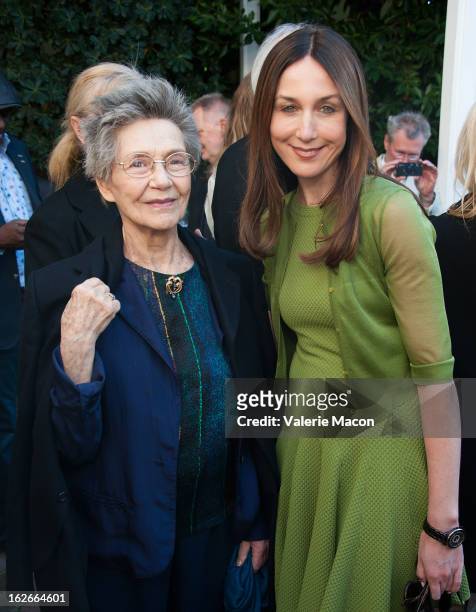 Emmanuelle Riva and Elsa Zylberstein attends The Consul General Of France, Mr. Axel Cruau, reception in Honor of The French Nominees For The 85th...
