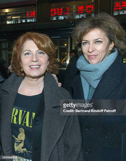 Veronique Genest and Corinne Touzet attend the 200th performance of the play "Inconnu A Cette Adresse" at Theatre Antoine on February 25, 2013 in...