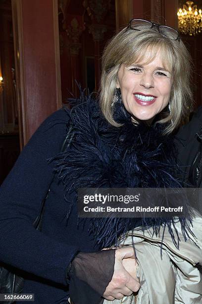 Laurence Piquet poses following the 200th performance of the play "Inconnu A Cette Adresse" at Theatre Antoine on February 25, 2013 in Paris, France.