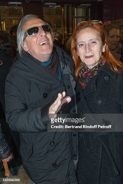 Gilbert Montagne and his wife Nicole attend the 200th performance of the play "Inconnu A Cette Adresse" at Theatre Antoine on February 25, 2013 in...