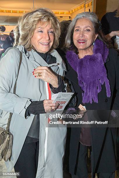 Daniele Thompson and Francoise Fabian attend the 200th performance of the play "Inconnu A Cette Adresse" at Theatre Antoine on February 25, 2013 in...