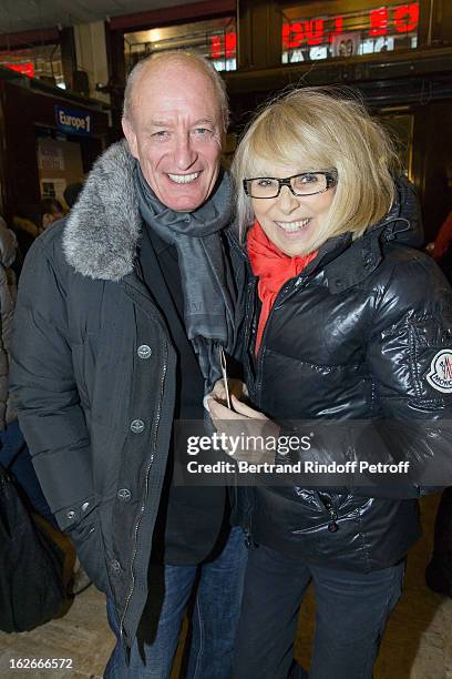 Pascal Desprez and his wife Mireille Darc attend the 200th performance of the play "Inconnu A Cette Adresse" at Theatre Antoine on February 25, 2013...