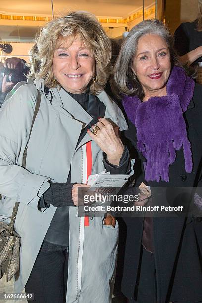Daniele Thompson and Francoise Fabian attend the 200th performance of the play "Inconnu A Cette Adresse" at Theatre Antoine on February 25, 2013 in...