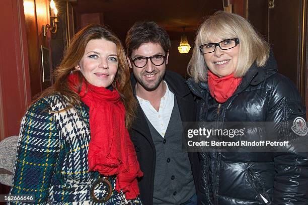 Gwendoline Hamon, husband Frederic Diefenthal and Mireille Darc attend the 200th performance of the play "Inconnu A Cette Adresse" at Theatre Antoine...