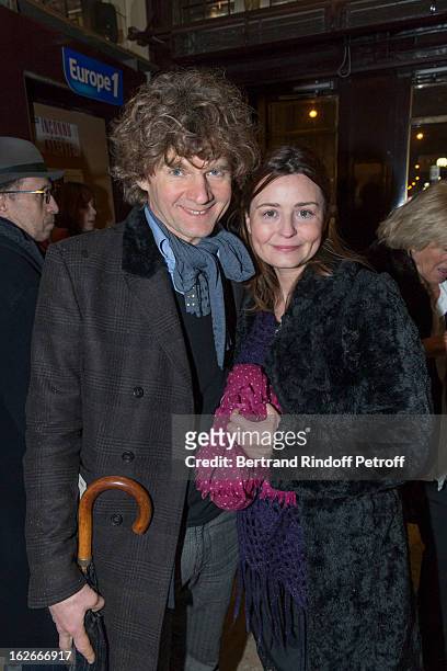 Nicolas Vaude and Christelle Reboul attend the 200th performance of the play "Inconnu A Cette Adresse" at Theatre Antoine on February 25, 2013 in...
