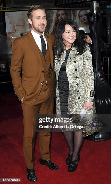 Actor Ryan Gosling and mother Donna Gosling arrive for The Los Angeles Premiere of "Gangster Squad" held at Grauman's Chinese Theatre on January 7,...