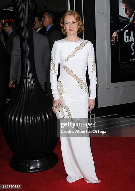 Actress Mireille Enos arrives for The Los Angeles Premiere of "Gangster Squad" held at Grauman's Chinese Theatre on January 7, 2013 in Hollywood,...