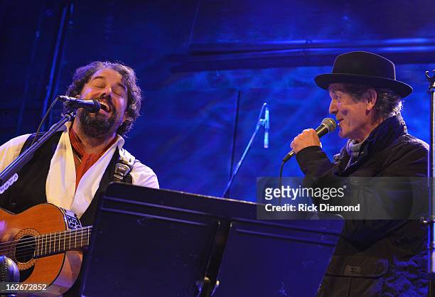 The Mavericks Raul Malo is joined onstage by Singer/Songwriter Rodney Crowell during The Mavericks Album release concert for there new album " In...