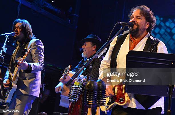 Mavericks members Eddie Perez, Robert Reynolds and Raul Malo perform during The Mavericks Album release concert for there new album " In Time" at The...