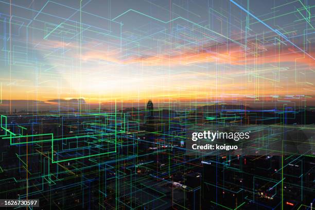 smart city concept - realismo-concettuale foto e immagini stock