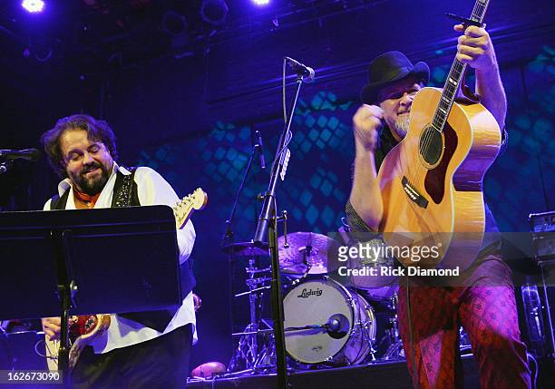 Mavericks members Raul Malo and Robert Reynolds perform during The Mavericks Album release concert for there new album " In Time" at The Bowery...