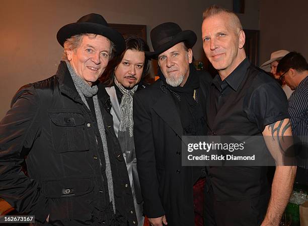 Backstage with Singer/Songwriter Rodney Crowell and Mavericks members Eddie Perez, Robert Reynolds and JD McFadden during The Mavericks Album release...