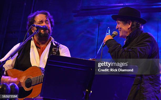 The Mavericks Raul Malo is joined onstage by Singer/Songwriter Rodney Crowell during The Mavericks Album release concert for there new album " In...