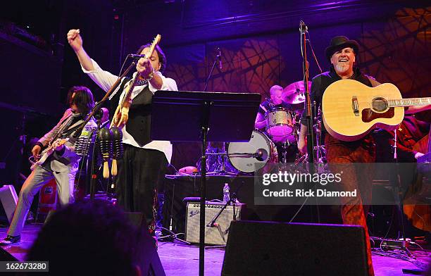 Mavericks members Eddie Perez, Raul Malo, Paul Deakin and Robert Reynolds perform during The Mavericks Album release concert for there new album " In...